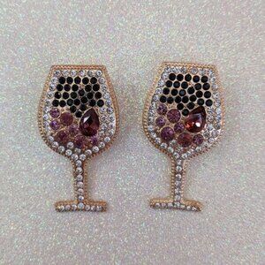 Rhinestone crystal bling wine stud earrings